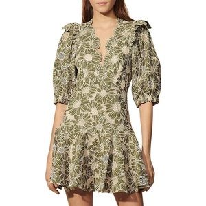 Sandro Audrey Cotton Embroidered Lace Mini Dress